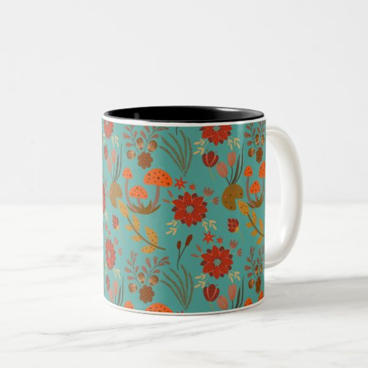 Tasse 2 Couleurs Modèle floral unique (Devant droit)
