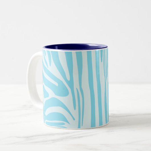 Tasse 2 Couleurs Modèle Zèbre Bleu (Devant gauche)