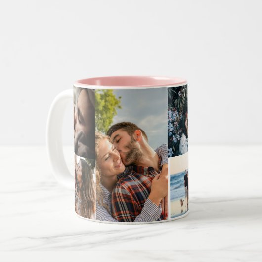 Tasse 2 Couleurs Modern 7 Photo Collage Modèle (Devant gauche)