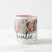 Tasse 2 Couleurs Modern Auntie We Love You 4 Photo Collage  (Centre)