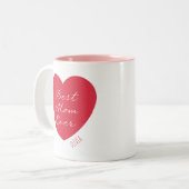 Tasse 2 Couleurs Modern Best Mom Ever Nom du coeur | Couleur modifi (Devant gauche)