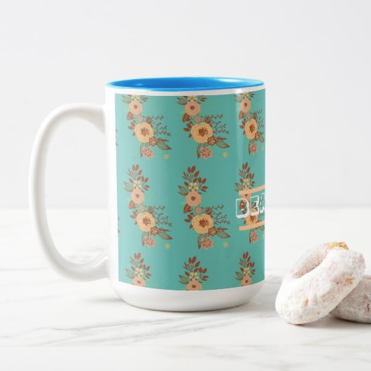Tasse 2 Couleurs Modern Boho Floral  (Avec donut)
