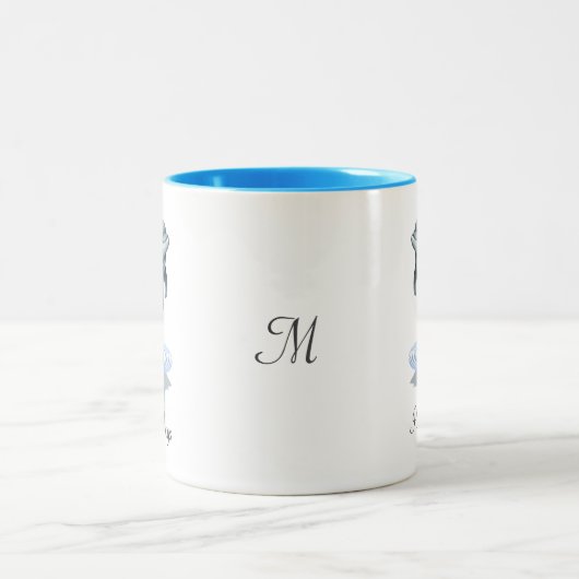 Tasse 2 Couleurs Modern Cute Dolphin, Script and Monogram (Centre)