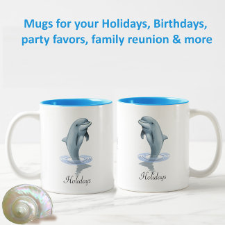 Tasse 2 Couleurs Modern Cute Dolphin, Script and Monogram