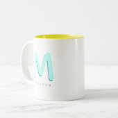 Tasse 2 Couleurs Modern Cute Fun Nom personnalisé 3D Monogramme (Devant gauche)