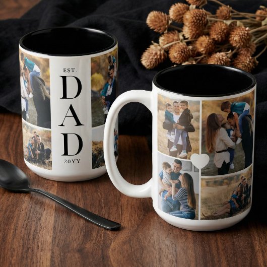 Tasse 2 Couleurs Modern Gift For Dad Custom Photo Collage Keepsake
