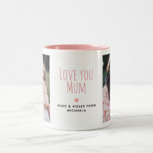 Tasse 2 Couleurs Modern Love you Maman 2 Photos et message personne