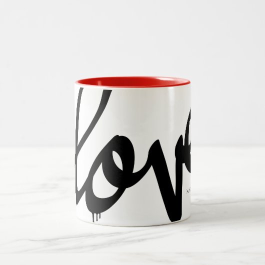 Tasse 2 Couleurs Modern manuscrit Script Love Ajouter Votre Nom (Centre)
