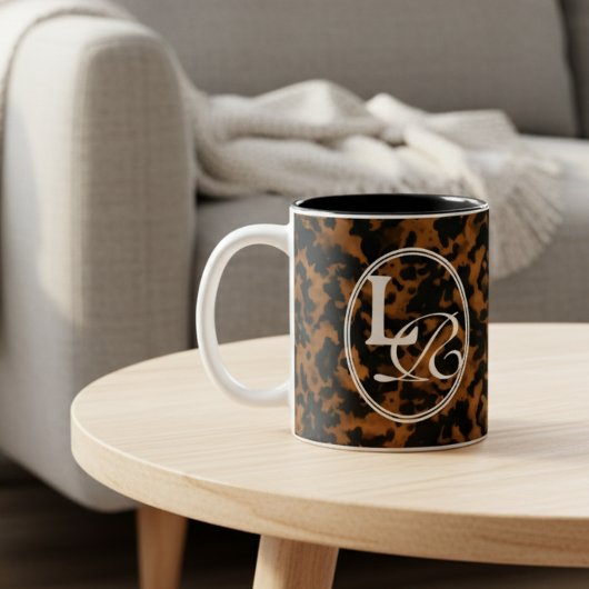 Tasse 2 Couleurs Modern Monogram Tortoise Shell Print
