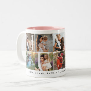 Tasse 2 Couleurs Modern Mumma Collage, 10 Grille photo, Cadeau pour