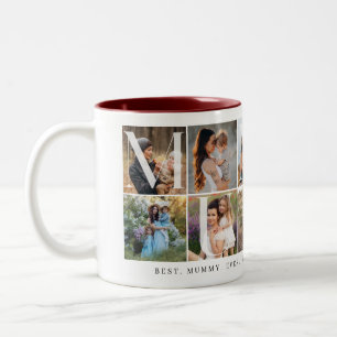 Tasse 2 Couleurs Modern Mummy Collage, 10 Grille photo, Cadeau pour