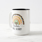 Tasse 2 Couleurs Modern Rainbow Teacher Ajouter Votre Nom (Devant gauche)