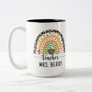 Tasse 2 Couleurs Modern Rainbow Teacher Ajouter Votre Nom