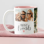 Tasse 2 Couleurs Moderne Best Friends Chic Script Photo<br><div class="desc">Un collage photo des meilleurs amis tasse avec chambre pour 3 photo. Personnalisez-le avec des photos de vos seins. Conçu pour vous par Blackberry Boulevard.</div>