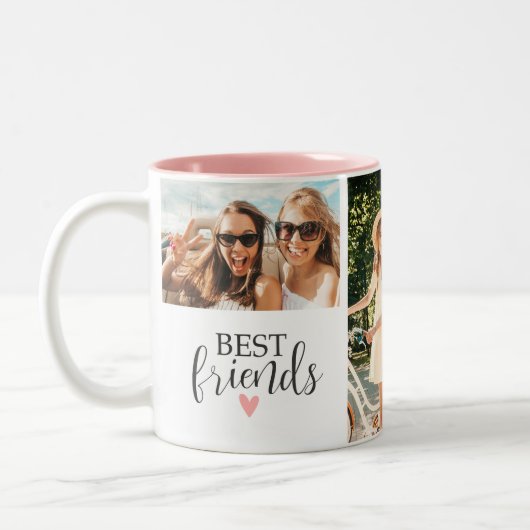 Tasse 2 Couleurs Moderne Best Friends Chic Script Photo (Gauche)