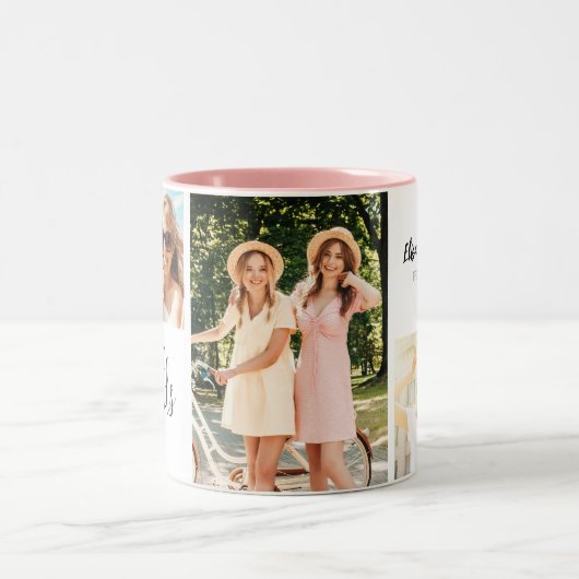 Tasse 2 Couleurs Moderne Best Friends Chic Script Photo (Centre)