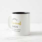 Tasse 2 Couleurs Moderne Élégant Script Or Noir Bonne Retraite (Devant gauche)