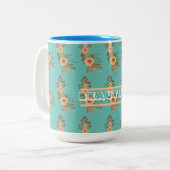 Tasse 2 Couleurs Moderne Floral Boho  (Devant gauche)