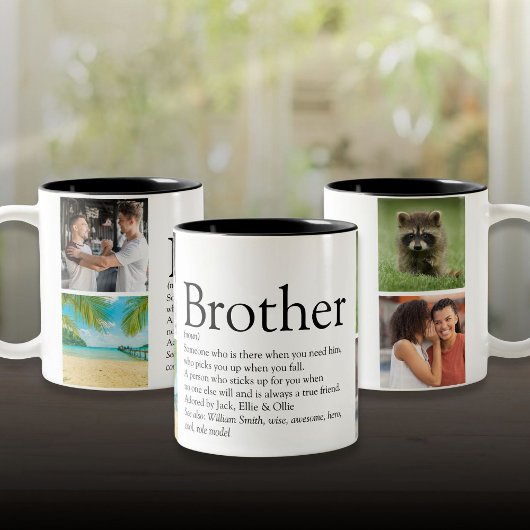Tasse 2 Couleurs Moderne Fun Cool 4 Photo Best Brother Définition