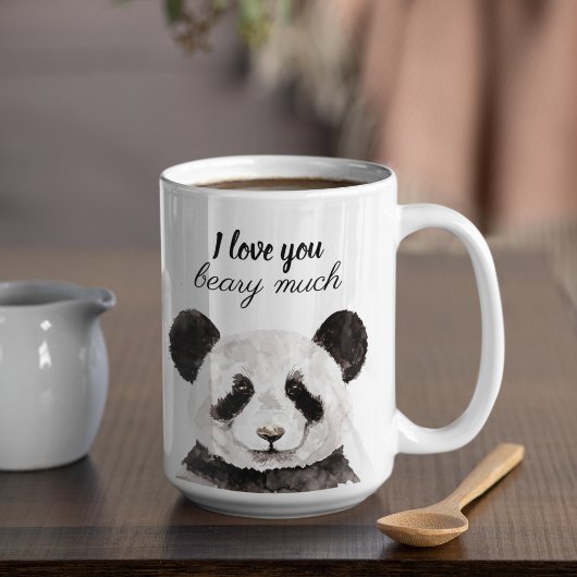 Tasse 2 Couleurs Moderne Je T'Aime Beary Beaucoup Panda Noir Et Bla