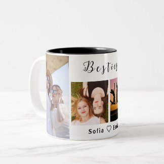 Tasse 2 Couleurs Moderne | Meilleures amies | 4 Photo avec noms