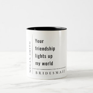 Tasse 2 Couleurs Moderne minimaliste simple amitié Bridesmaid Cadea