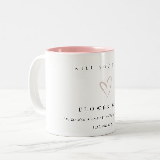 Tasse 2 Couleurs Moderne minimaliste Simple Blush Heart Flower Cade (Devant gauche)