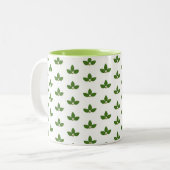 Tasse 2 Couleurs Moderne Motif feuille de laurier vert (Devant gauche)
