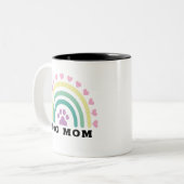Tasse 2 Couleurs Moderne Rainbow Chien Maman Monogramme (Devant gauche)