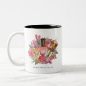 Tasse 2 Couleurs Moderne rose Aquarelle Maquillage Artiste Girly Ch (Gauche)