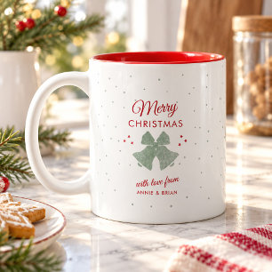Tasse 2 Couleurs Moderne Rustique Joyeux Noël Cloches Étoiles Campa