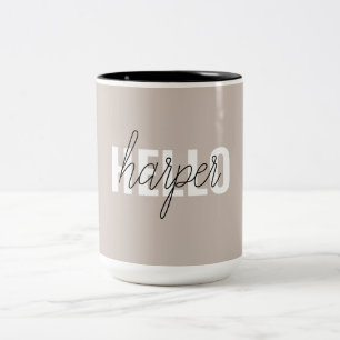 Tasse 2 Couleurs Moderne Simple Brown Bonjour Et Vous Nom