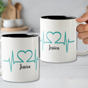 Tasse 2 Couleurs Moderne Simple Coeur Infirmière Docteur Médicale