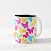 Tasse 2 Couleurs Moderne Vibrant Arc-en-ciel Butterfly mûre Motif (Devant droit)