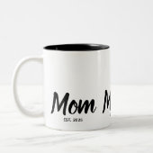 Tasse 2 Couleurs  Mom Established Black Script Custom Year (Gauche)