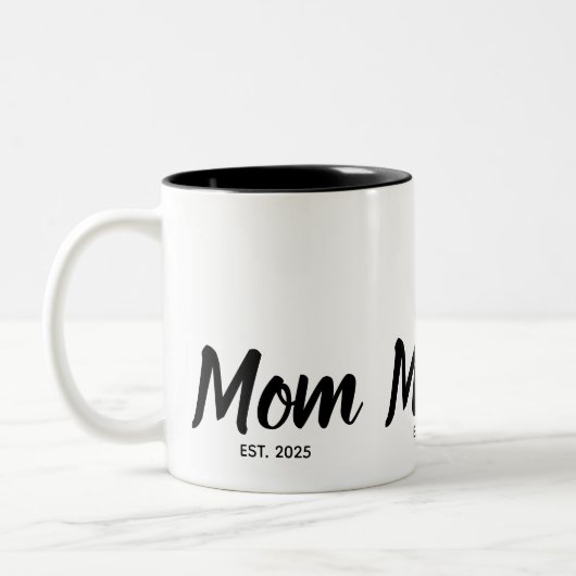 Tasse 2 Couleurs  Mom Established Black Script Custom Year (Gauche)