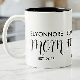 Tasse 2 Couleurs Mom Established New Mom Gift Black Custom Name