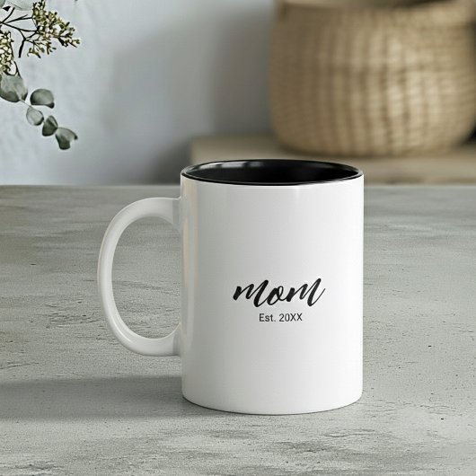 Tasse 2 Couleurs Mom Established New Mom Script Gift