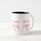 Tasse 2 Couleurs Mom Established Pink Script Name  Two-Tone Coffee (Devant droit)