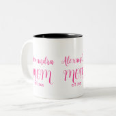 Tasse 2 Couleurs Mom Established Pink Script Name  Two-Tone Coffee (Devant gauche)