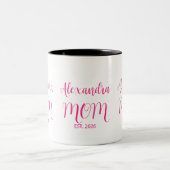 Tasse 2 Couleurs Mom Established Pink Script Name  Two-Tone Coffee (Centre)