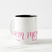 Tasse 2 Couleurs Mom Established Pink Script New Mom Gift  (Devant gauche)