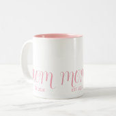 Tasse 2 Couleurs Mom Established Rose Pink Script New Mom Gift (Devant gauche)
