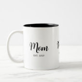 Tasse 2 Couleurs Mom Established Script Text Mom Gift (Gauche)