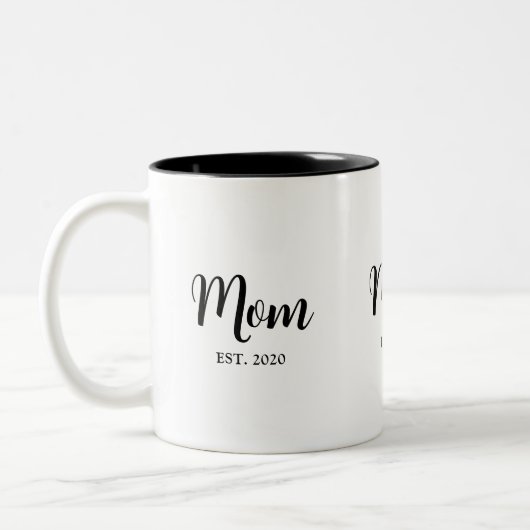 Tasse 2 Couleurs Mom Established Script Text Mom Gift (Gauche)