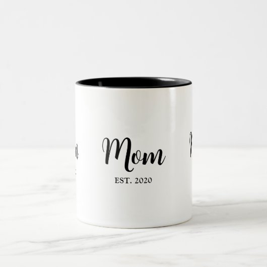 Tasse 2 Couleurs Mom Established Script Text Mom Gift (Centre)