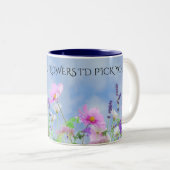 Tasse 2 Couleurs "MOM" fleurs café deux tonneaux. (Devant droit)
