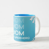 Tasse 2 Couleurs MOM Mon Superhero Bleu (Devant droit)