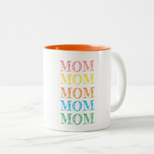 Tasse 2 Couleurs MOM Typographie moderne Couleurs arc-en-ciel Fête 
