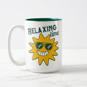Tasse 2 Couleurs Moment RELAXANT soleil souriant avec lunettes de s